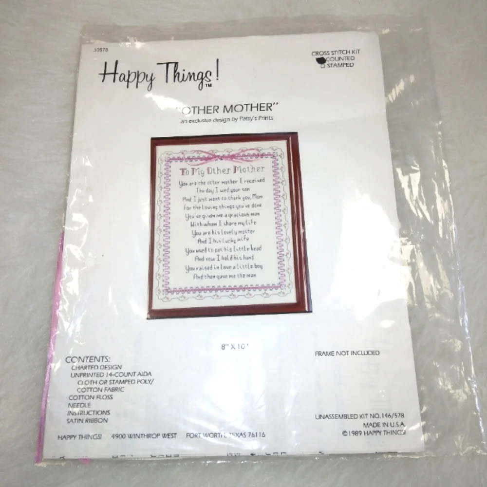 COINTED CROSS STITCH Happy Things! Other Mother, NEW, KIT